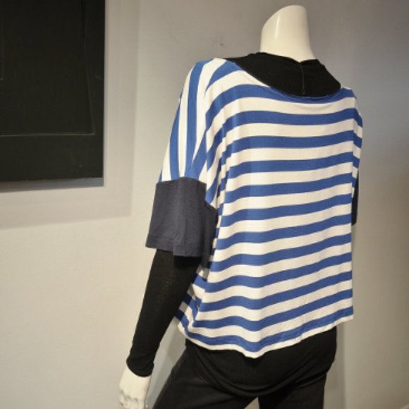 Spring 17 Xenia Striped Jersey Boxy Cropped Tee - Picture 8 of 12